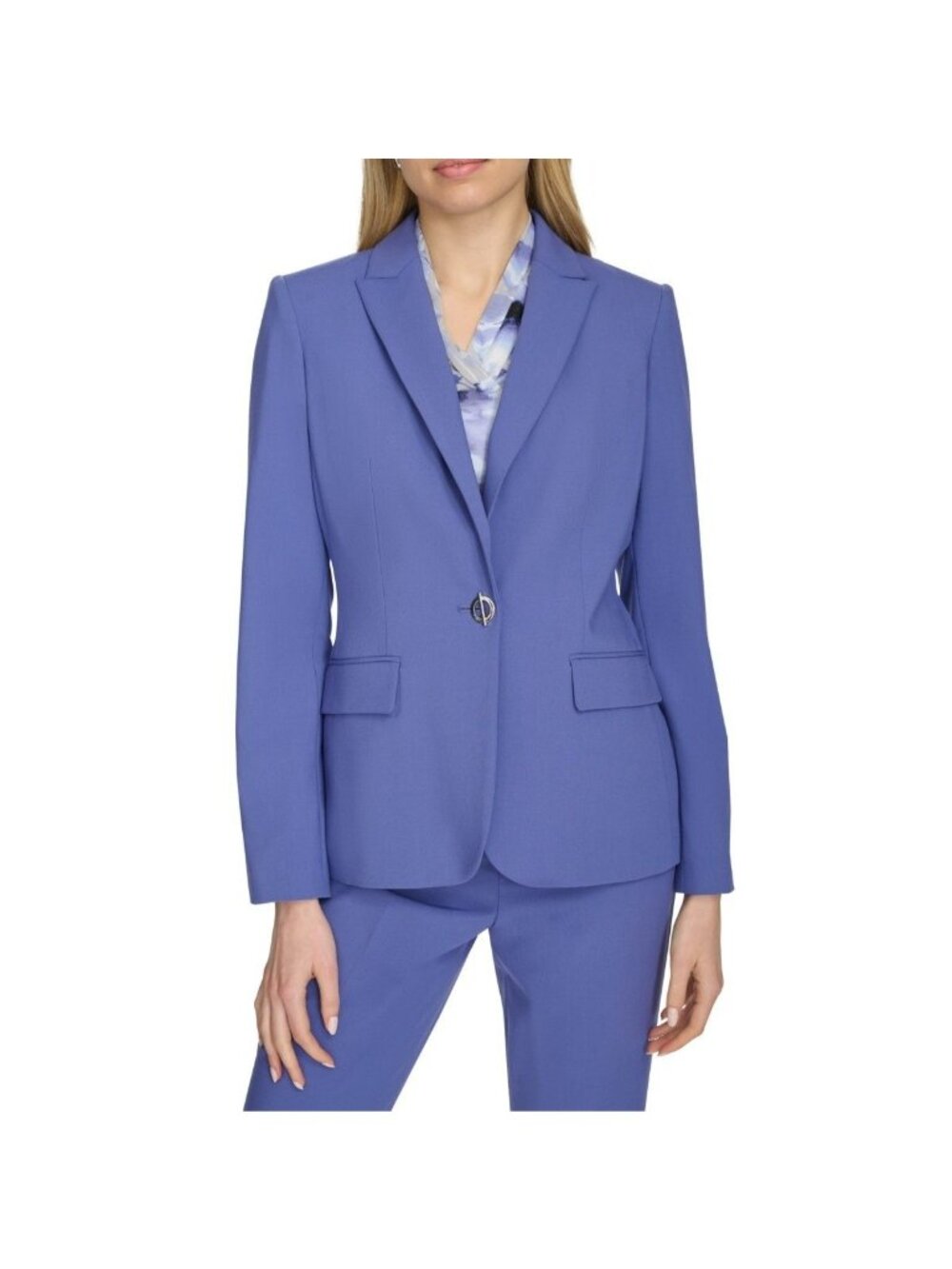 Calvin Klein Womens Roll-Tab Sleeve One-Button Blazer Future Dusk Size 4 NWT